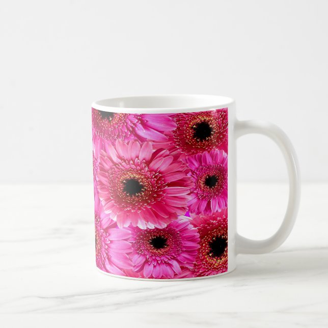Vibrant Pink Gerbera Daisy Pattern Mug | Bold Flor Kaffeetasse (Rechts)