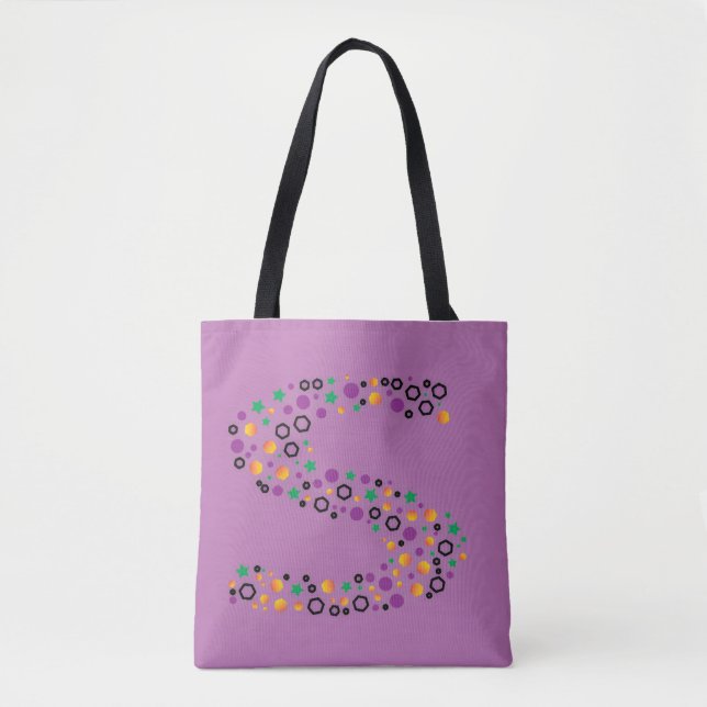 Vibrant Polka Dot Letter S Monogram Tote Bag |  (Vorderseite)
