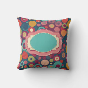Vibrant Polka Dot Muster Hintergrund mit zentraler Kissen
