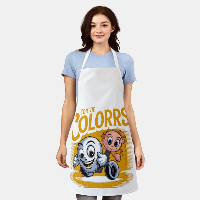 Vibrant Pop Art Cartoon Kitchen Apron Schürze (Getragen)