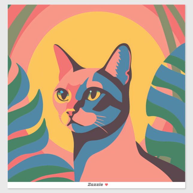 Vibrant Pop Art Cat Portrait Aufkleber (Blatt)