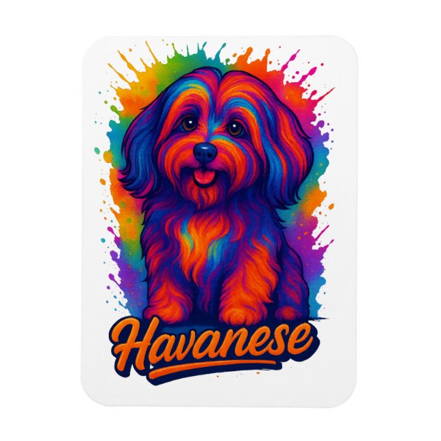 Vibrant Pop Art Havanese Dog – Colorful Street Art Magnet (Vertikal)