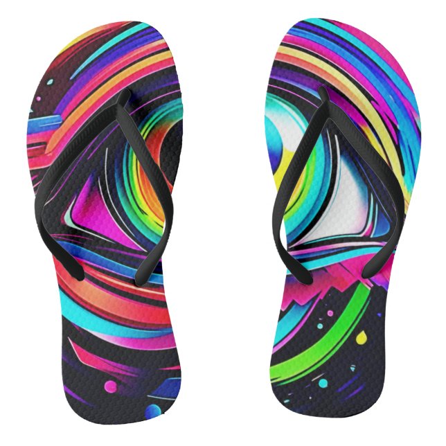 Vibrant Psychedelic Eye Art Flip Flops (Fußbett)