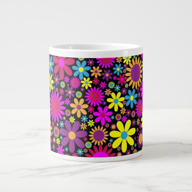 Vibrant Psychedelic Flowers in Bloom-67566 Jumbo-Tasse (Vorderseite)
