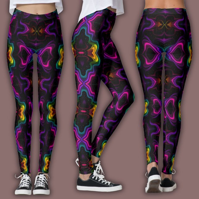 Vibrant Psychedelic Pattern | Neon Kaleidoscope Leggings (Von Creator hochgeladen)