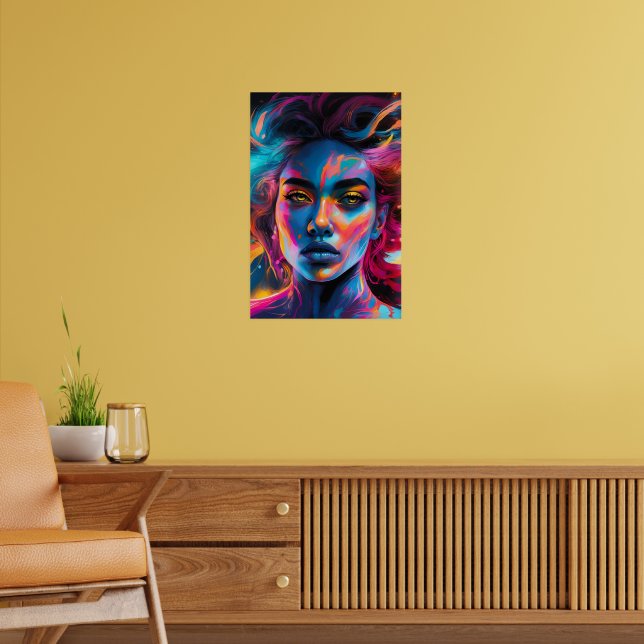 Vibrant Psychedelic Woman Face Poster (Wohnzimmer 2)
