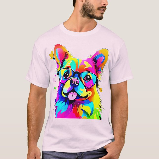 Vibrant Pup: Abstract Dog Art T-Shirt (Vorderseite)