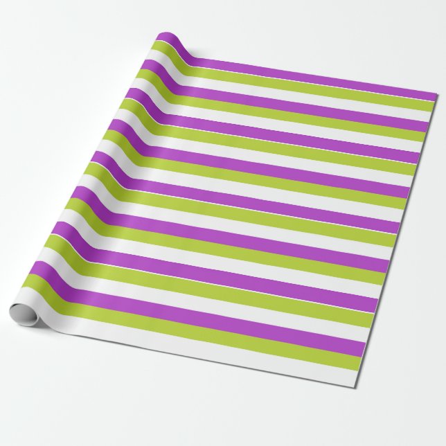 Vibrant Purple and Lime Green Stripe Pattern Geschenkpapier (Ungerollt)