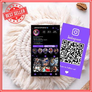 Vibrant Purple Personal Trainer Instagram QR Visitenkarte