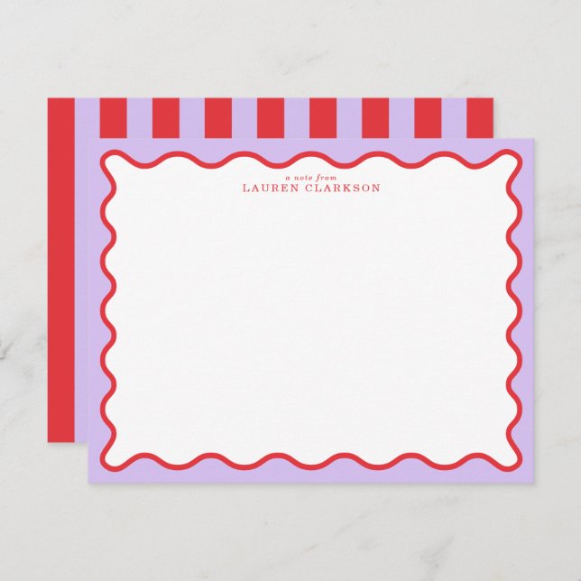 Vibrant Purple & Red Wavy Border Note Card Einladung (Vorne/Hinten)
