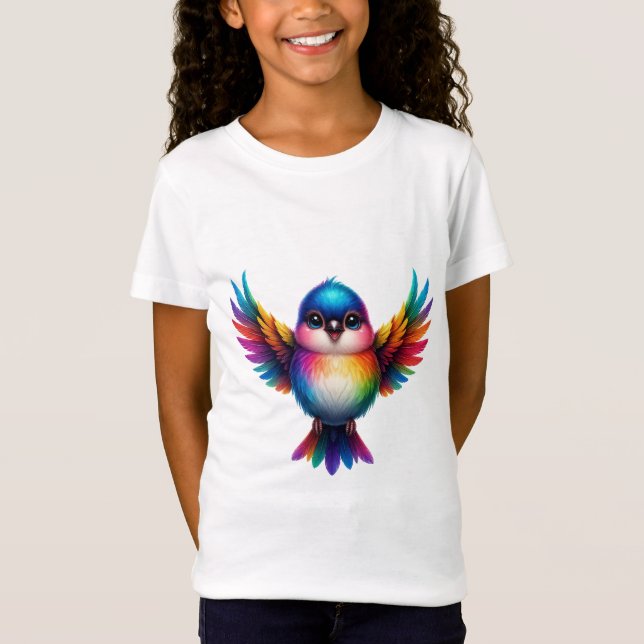 Vibrant Rainbow Bird Illustration T-Shirt (Vorderseite)