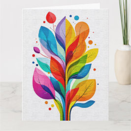Vibrant Rainbow Leaves Abstract Tree Of Life Karte