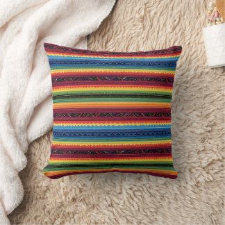 Vibrant Rainbow Mexican Serape Stripes Baby Swaddl Kissen