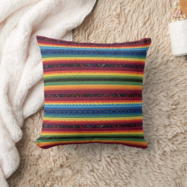 Vibrant Rainbow Mexican Serape Stripes Baby Swaddl Kissen (Decke)