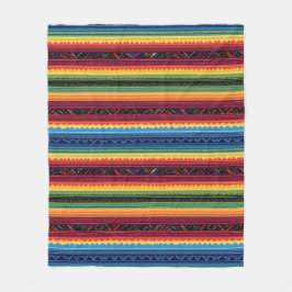 Vibrant Rainbow Mexican Serape Stripes Fleecedecke