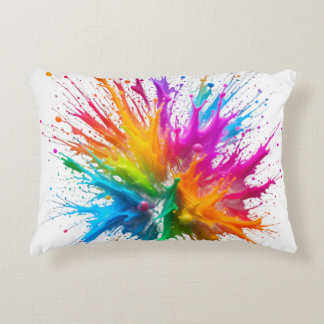 Vibrant Rainbow Paint Splatter Explosion Dekokissen