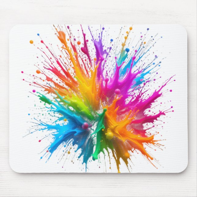 Vibrant Rainbow Paint Splatter Explosion Mousepad (Vorne)