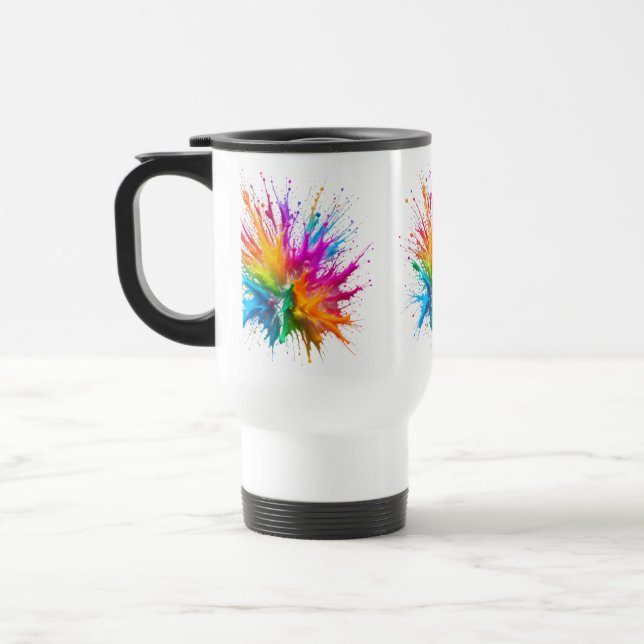 Vibrant Rainbow Paint Splatter Explosion Reisebecher (Links)