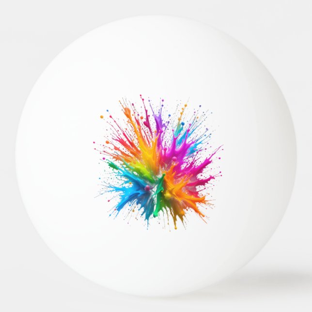 Vibrant Rainbow Paint Splatter Explosion Tischtennisball (Vorderseite)