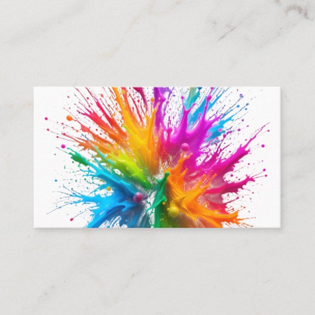 Vibrant Rainbow Paint Splatter Explosion Visitenkarte (Vorderseite)