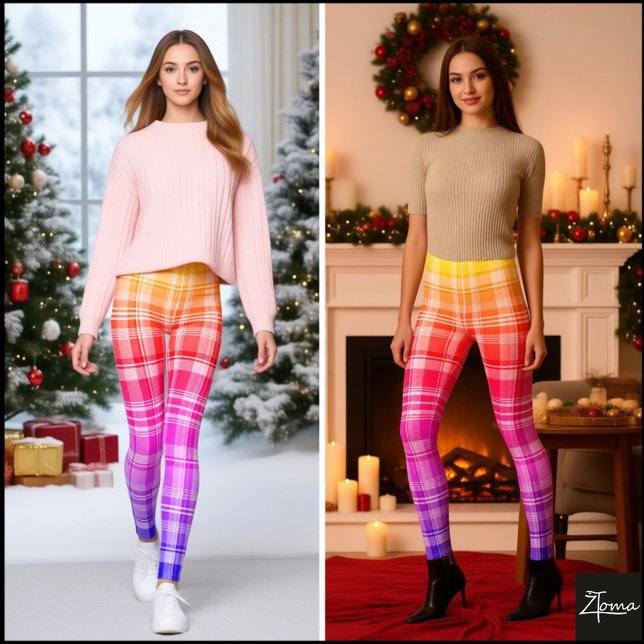Vibrant Rainbow Plaid Gradient Design Leggings (Von Creator hochgeladen)