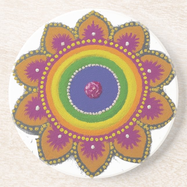 "Vibrant Rangoli" Getränkeuntersetzer (Vorne)
