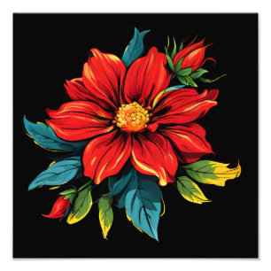 Vibrant Red Dahlia Fotodruck