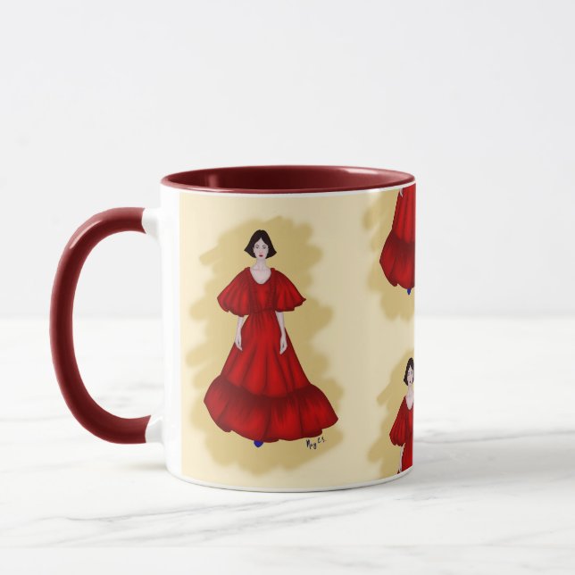 Vibrant Red Dress with Sculptural Movement Style Tasse (Links)