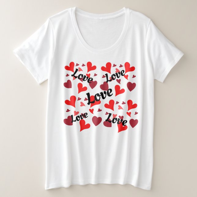 Vibrant red hearts background große größe T-Shirt (Design vorne)