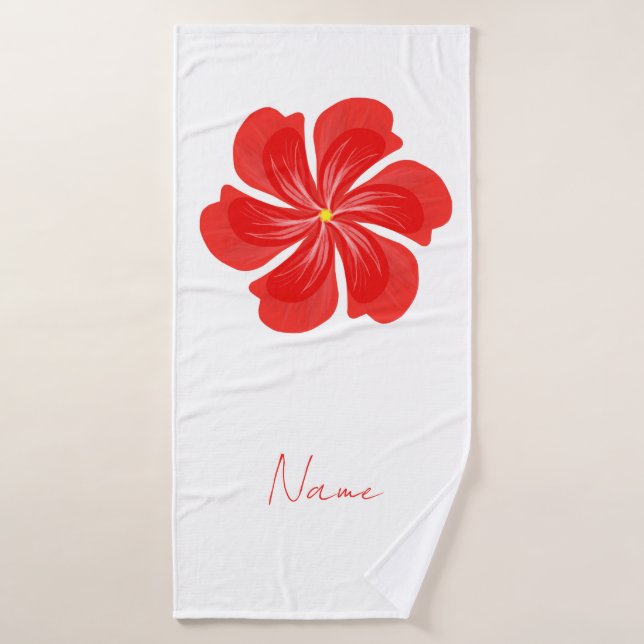Vibrant Red Petal Bloom - Minimalist Floral Art Badehandtuch (Badehandtuch)