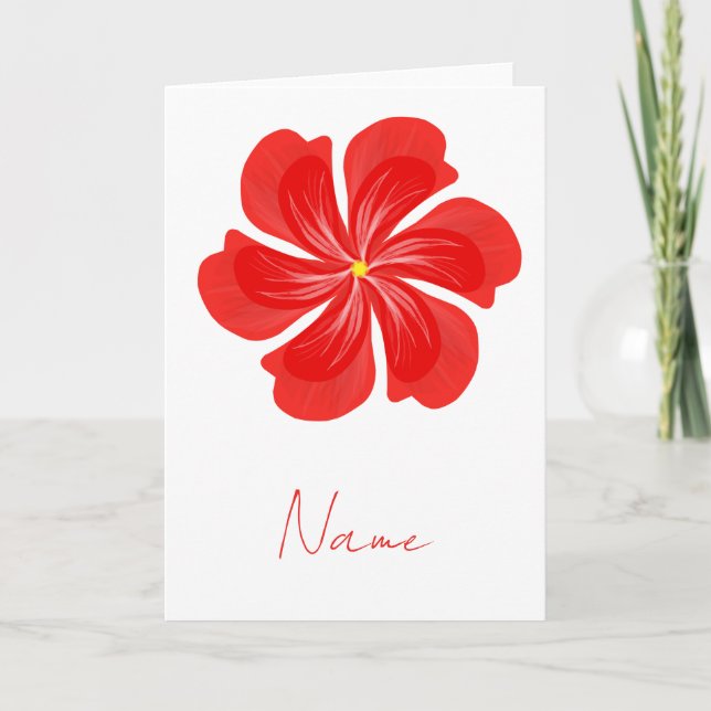 Vibrant Red Petal Bloom - Minimalist Floral Art Karte (Vorderseite)
