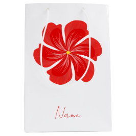 Vibrant Red Petal Bloom - Minimalist Floral Art Mittlere Geschenktüte
