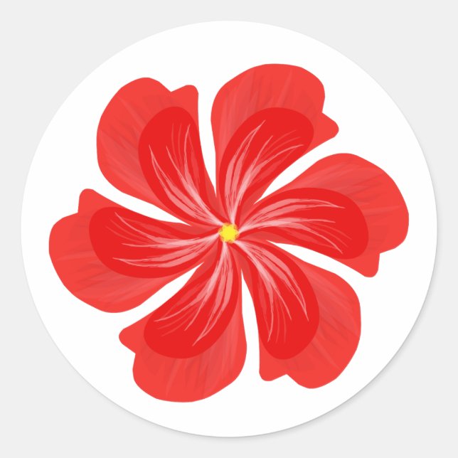 Vibrant Red Petal Bloom - Minimalist Floral Art Runder Aufkleber (Vorderseite)
