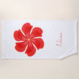 Vibrant Red Petal Bloom - Minimalist Floral Art Strandtuch