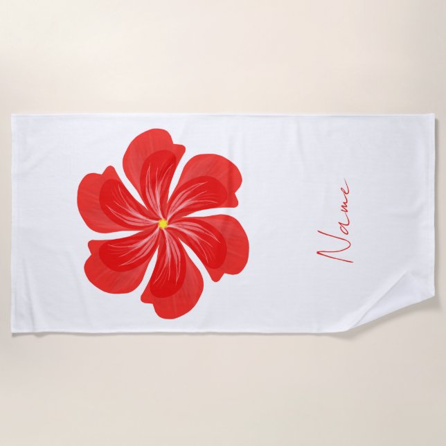 Vibrant Red Petal Bloom - Minimalist Floral Art Strandtuch (Vorderseite)