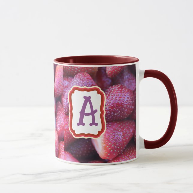 Vibrant Red Strawberry Pattern Ceramic Coffee Mug Tasse (Rechts)