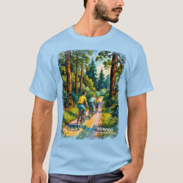 Vibrant Redwood Forest Family Bike Ride Custom T-Shirt