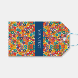 Vibrant Retro 60s Daisy Flower Power Pattern Geschenkanhänger