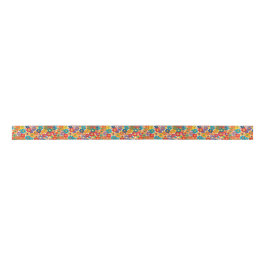 Vibrant Retro 60s Daisy Flower Power Pattern Satinband