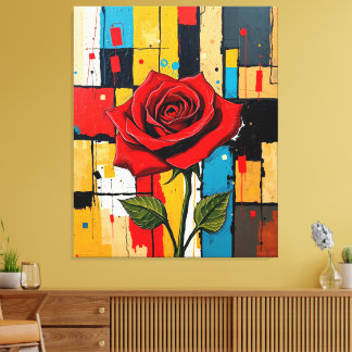 Vibrant Rose in Abstract Cityscape Leinwanddruck