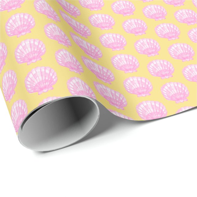 Vibrant Shell (Yellow and Pink) Wrapping Paper Geschenkpapier (Rolleneckpunkt)