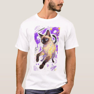 Vibrant Siam Cat Graphic Men's T - Shirt