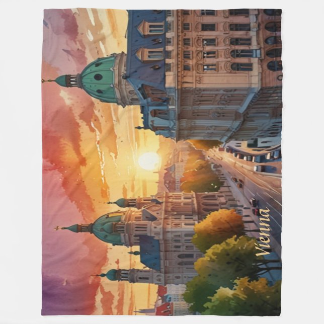 Vibrant Sketch der Wiener Monografie | Fleecedecke (Vorderseite)