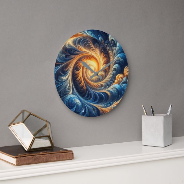 Vibrant Spiral clock | Cosmic Flow Wall Art clock Große Wanduhr (Büro)