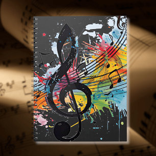 Vibrant Splashy Music Lover's Spiral Notebook Notizblock