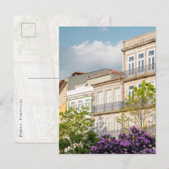 Vibrant spring building in Porto Postcard Postkarte (Vorne/Hinten)