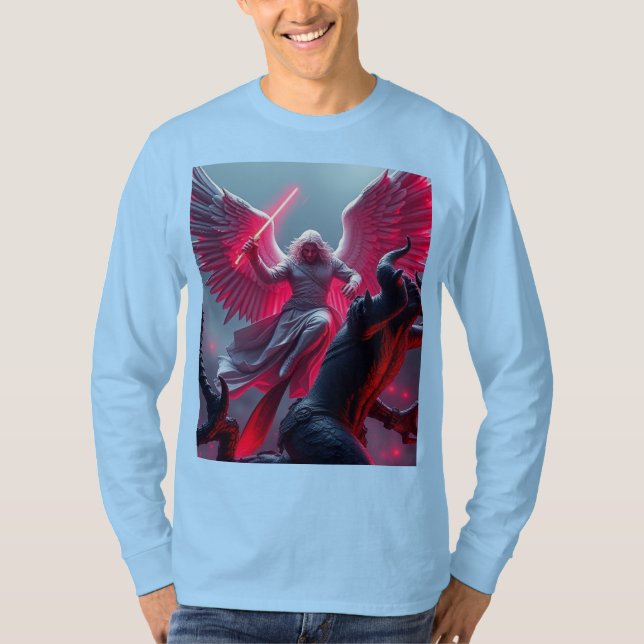 Vibrant St. Michael Archangel Long Sleeve Men's T- T-Shirt (Vorderseite)