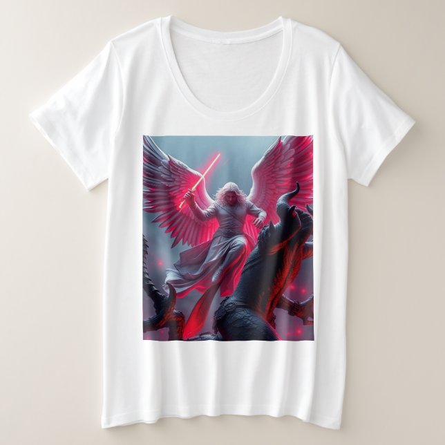 Vibrant St. Michael, der Erzengel Plus T-Shirt der (Design vorne)