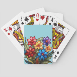 Vibrant Stained Glass Floral Bouquet Illustration Spielkarten