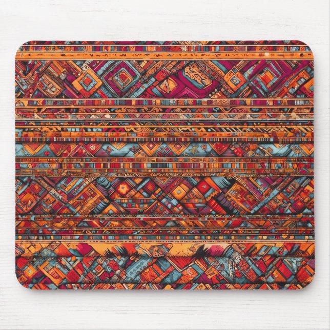 "Vibrant Stammes-Tapestry-Muster" Mousepad (Vorne)